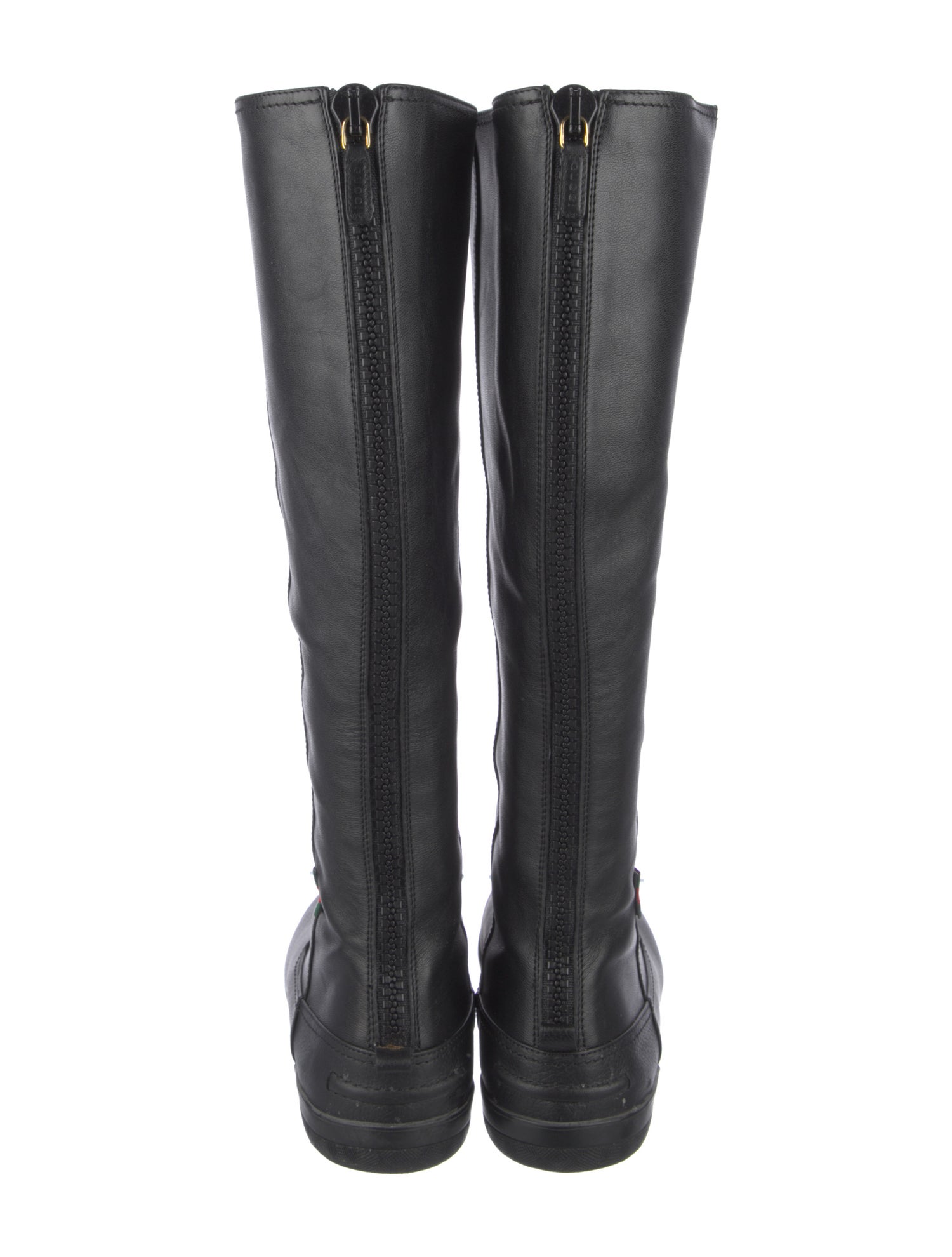 Gucci Web Accent Leather Boots